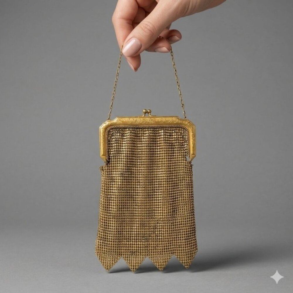 Vintage Brass Chainmail Mini Flapper Purse - made in Canada 🇨🇦 - Picture 1 of 10